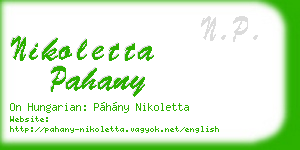 nikoletta pahany business card